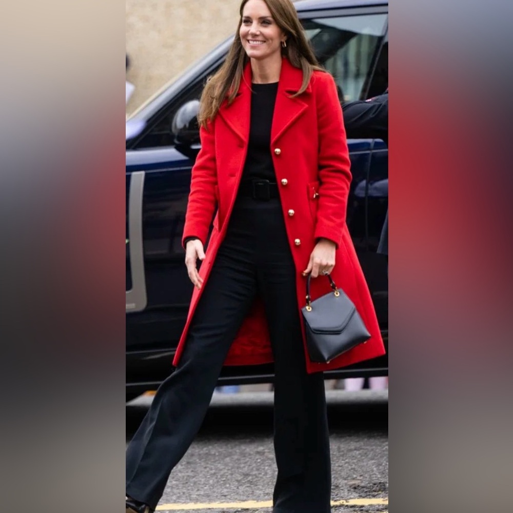 Marisa Minicucci Red Duster XL Long Sleeve Jacket Blazer Y2K Shoulder Pads Swing